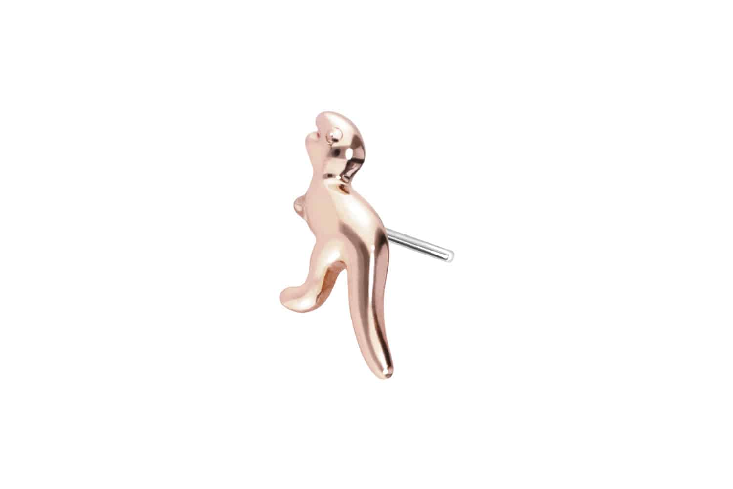14 Karat Gold Aufsatz mit Titan Push Pin DINOSAURIER von Piercingline